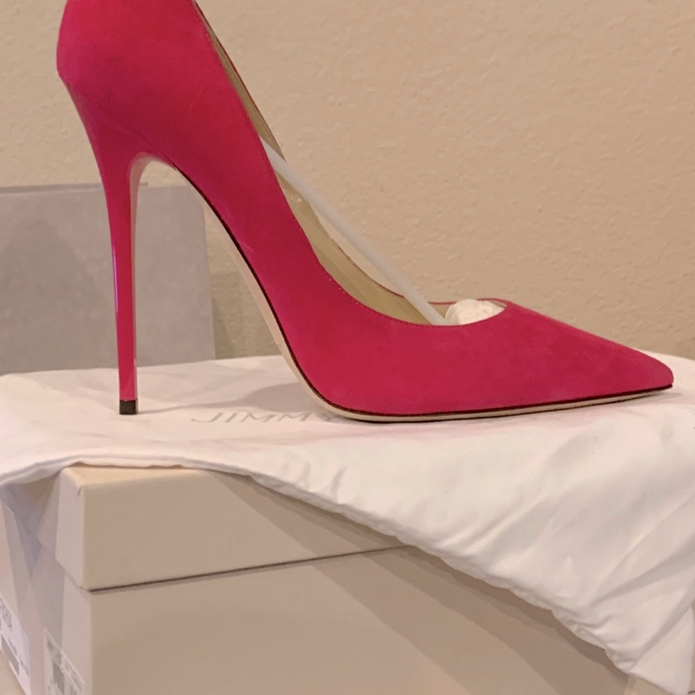 JIMMY CHOO 122 Anouk Suede Fuchsia Pumps